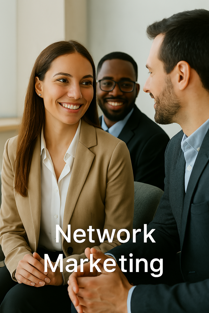 Collaborative team in network marketing A team in a virtual meeting sharing ideas – representing collaboration and success in network marketing.